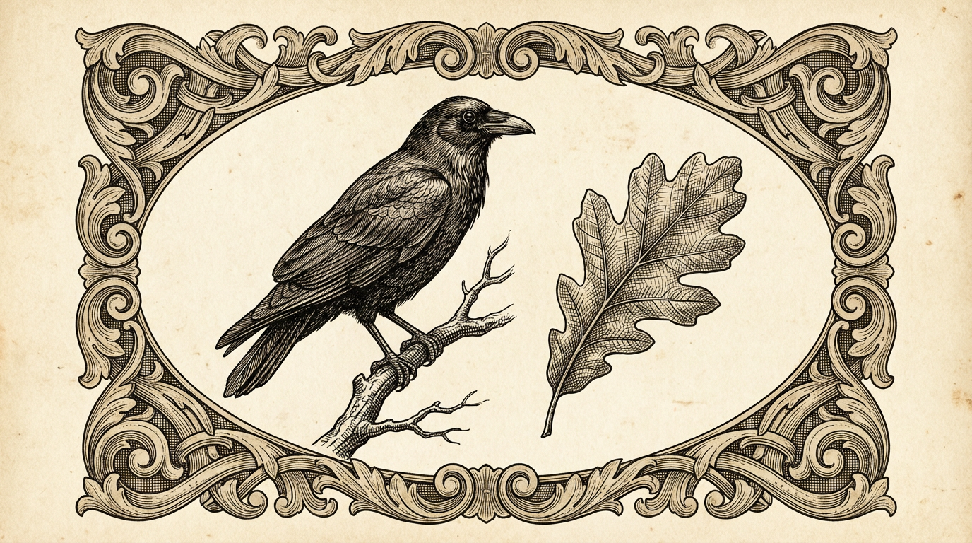 Create_a_10_second_cinematic_logo_animation_based_on_the_provided_image.A_black_crow_is_the_primary_subject._It_begins_indoors_perched_briefly_on_a_wooden_desk_beside_a_mans_hand_writing_with_a_p_836858725.mp4